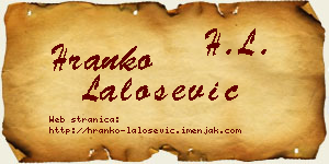 Hranko Lalošević vizit kartica